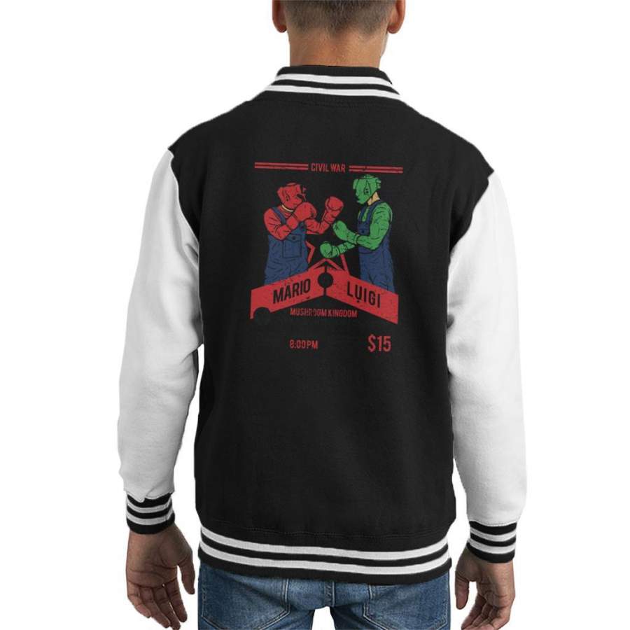 Super Mario Vs Luigi Fight Poster Kid’s Varsity Jacket