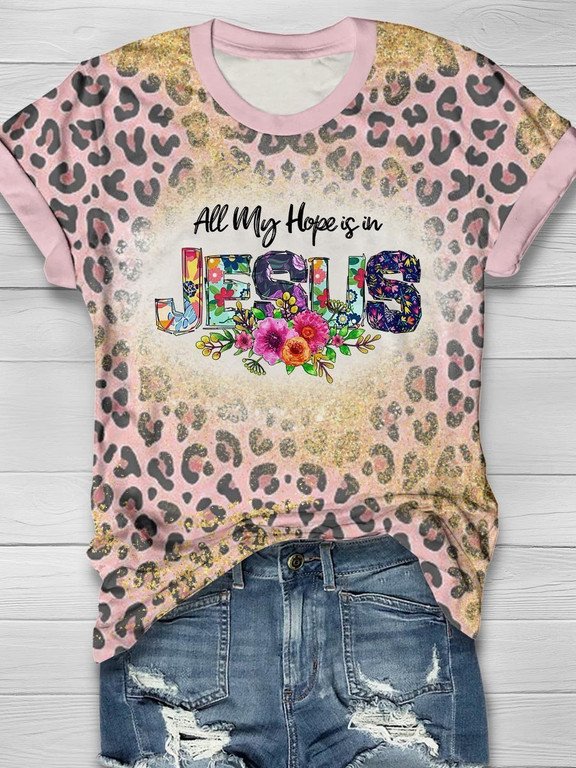 Pink Leopard 3D Hoodies – All My Hope Is In Jesus T-Shirt Long Sleeve Birthday Gifts For Girls Women Mom Daughter Sister – T200