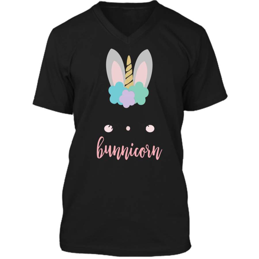 Bunnicorn Easter T-Shirt Girl Easter Bunny Gift Mens Printed V-Neck T