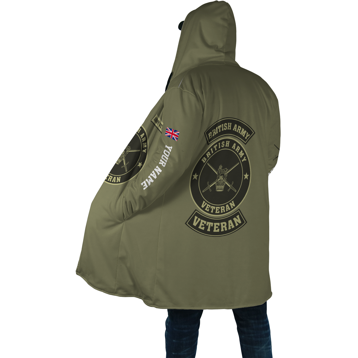 Proud To Be British Army Veteran Personalized Name – 3D All Over Printed Zip Cloak For Men And Women