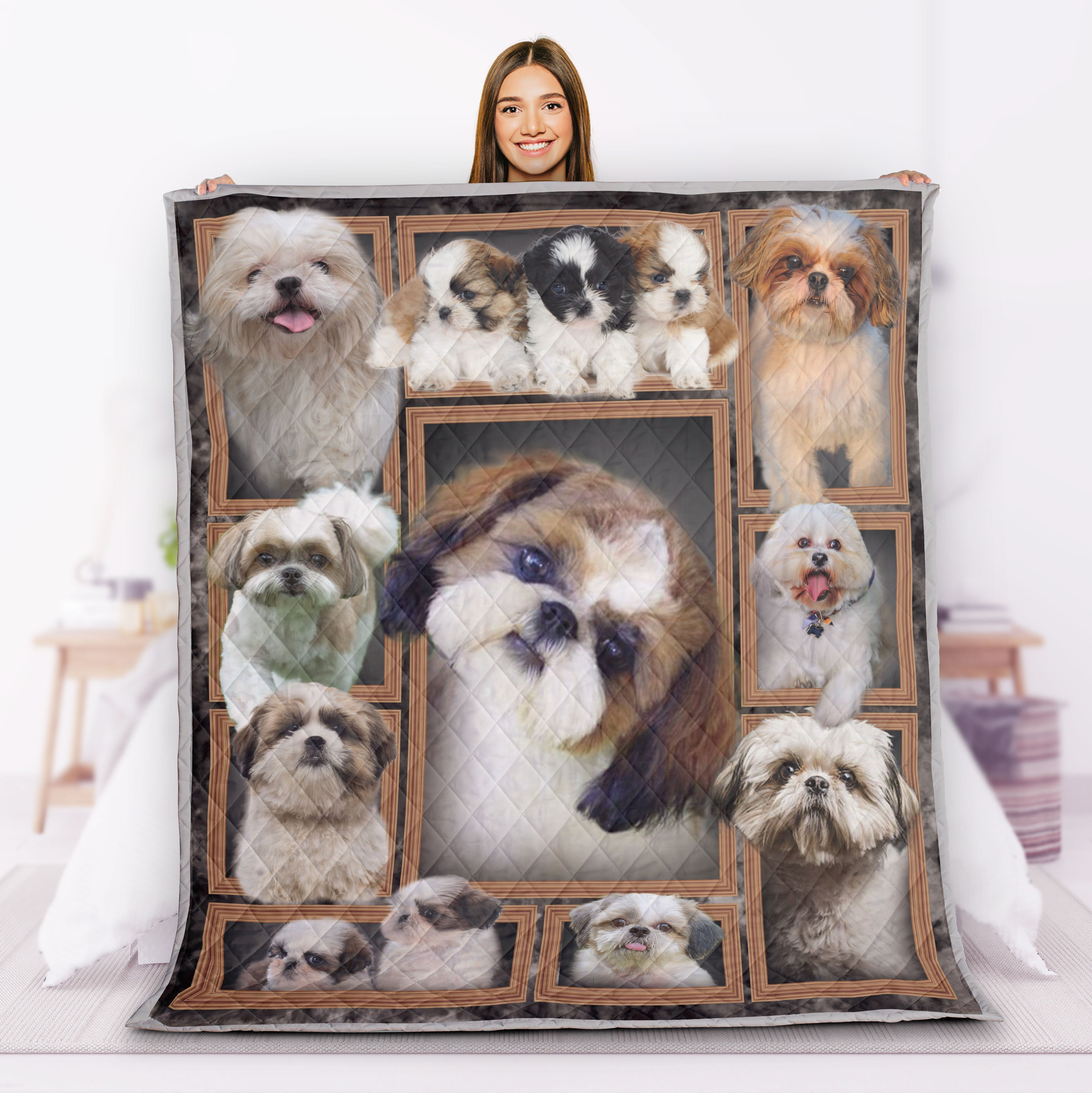 Shih Tzu Blanket Gift For Men Women – Puppy Dog Quilting Presents For Birthday Christmas Thanksgiving