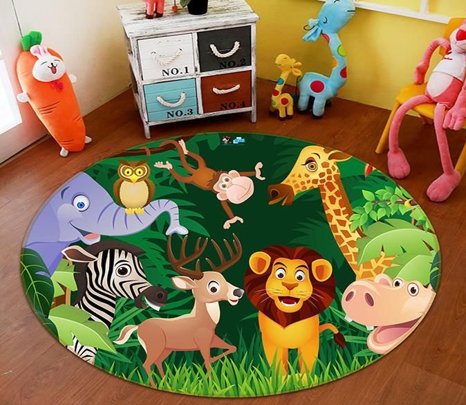 3D Cartoon Lion 069 Round Rug – Round Carpet Home Decor