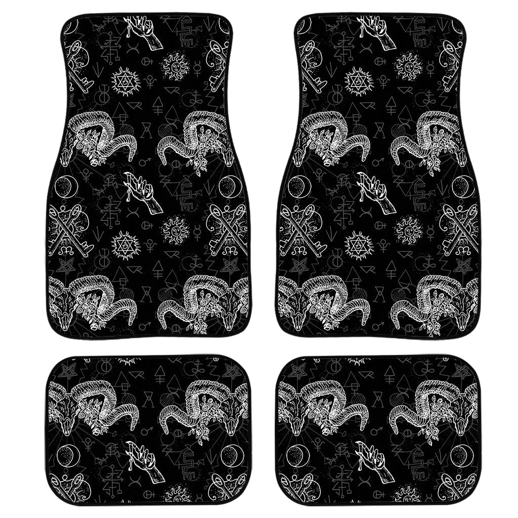 Black And White Wicca Gothic Print Front And Back Car Floor Mats, Front Car Mat