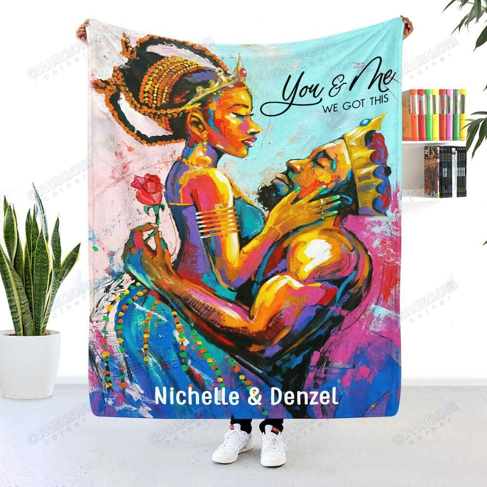 Black King And Queen Personalized Fleece Blanket Ht200101