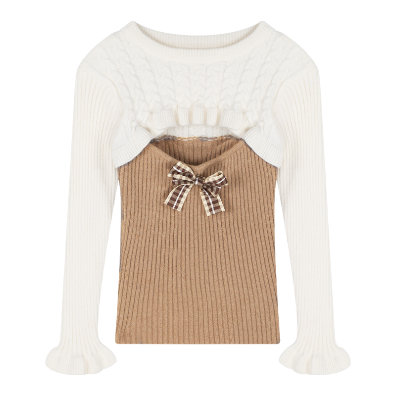 The Design Sense Is False Two Knits Female Autumn Winter Sweater Short Bottom Unlined Upper Garment Top alx