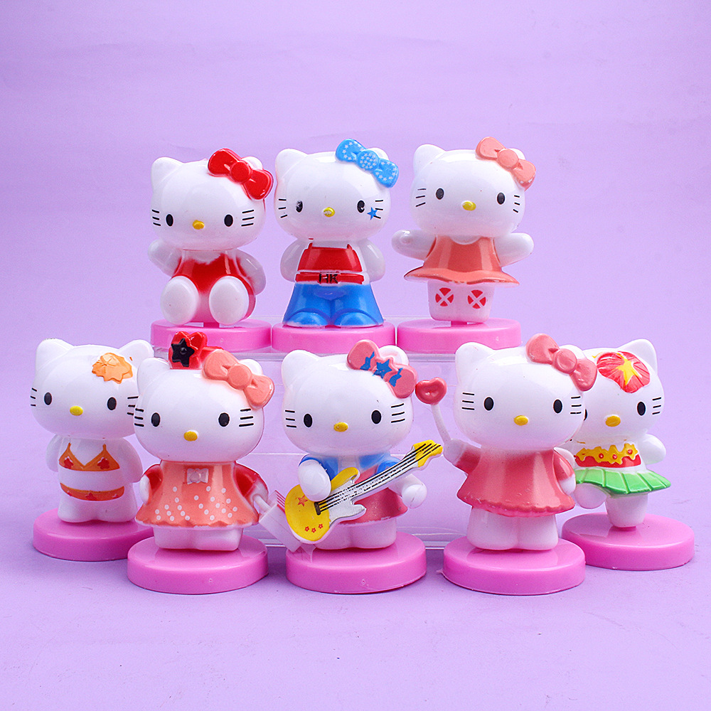 8 Pcs Anime Sanrio Hello Kitty Kawaii Pvc Scene Decoration Figurine Model Doll Toys Inside The Car Decor Children Toys alx