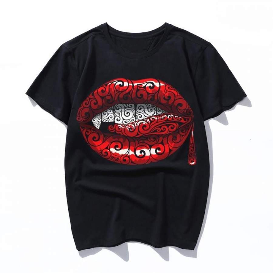 swirly fangs print art women men T-shirt female harajuku ulzzang tees fun T-shirts aesthetic Casual femme tops