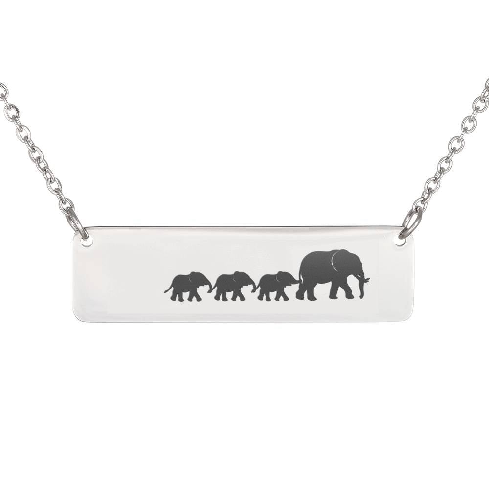 Personalized Mama Elephant + 3 Babies – Necklace