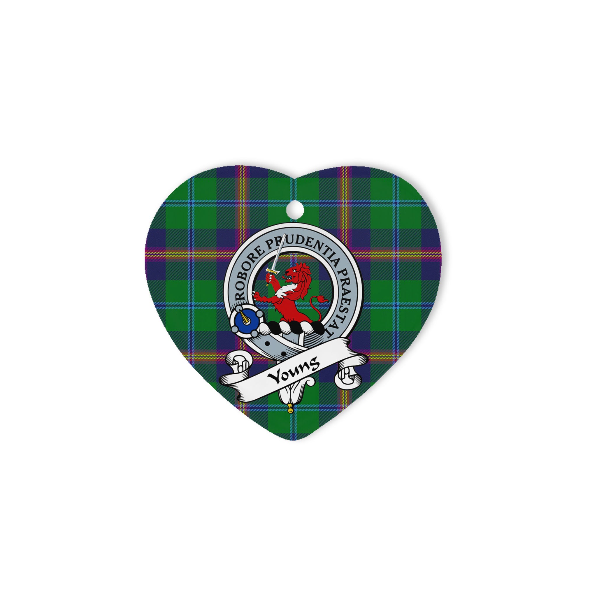 Young Scottish Clan Badge Plaid Ornament Gift. Christmas Tree Ornament Young Clan Tartan Ornament Great Christmas Ornaments Gift Heart Ornament