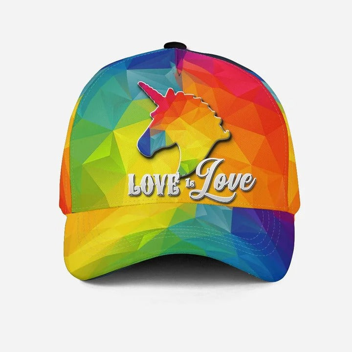 3D Pride Baseball Cap Abstract Lgbt Unicorn Love Is Love Printing Baseball Cap Hat, Pride Cap