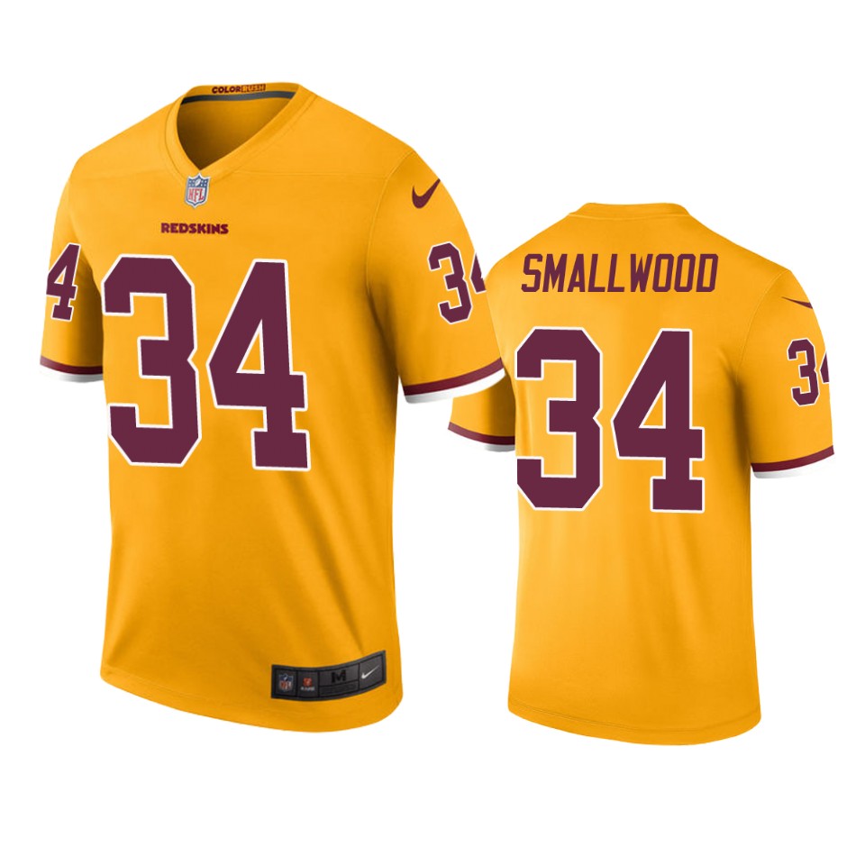 Washington Redskins Wendell Smallwood Gold Color Rush Legend Jersey