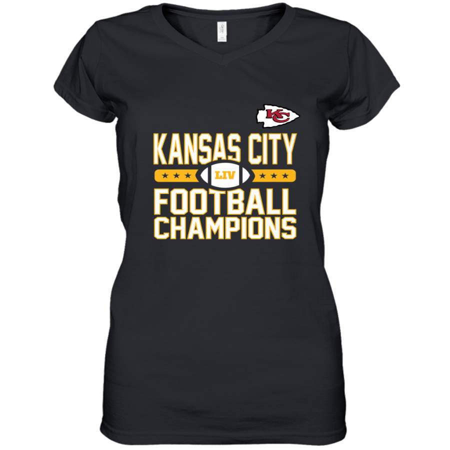 Kansas City Sideline Football _ The City Of Champions LIV Women’s V-Neck T-Shirt