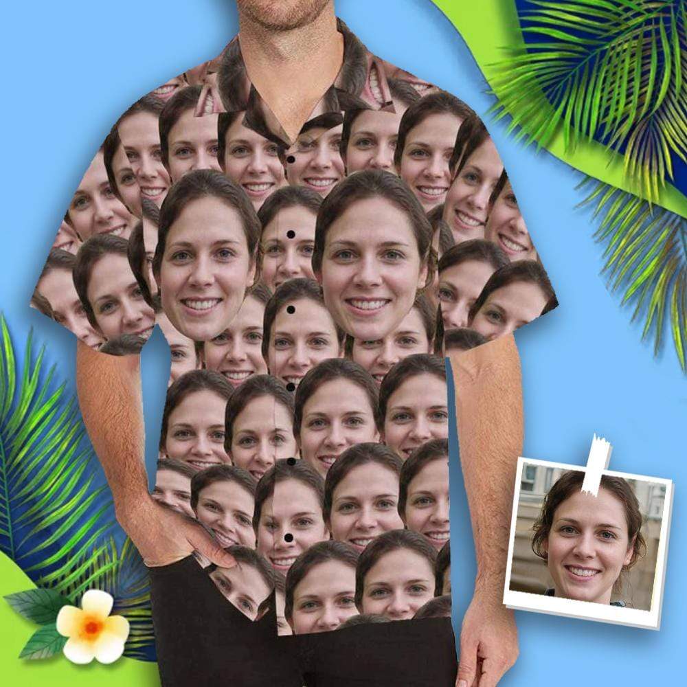 Custom Face Seamless My Lover All Over Print Hawaii Shirt Ha7426