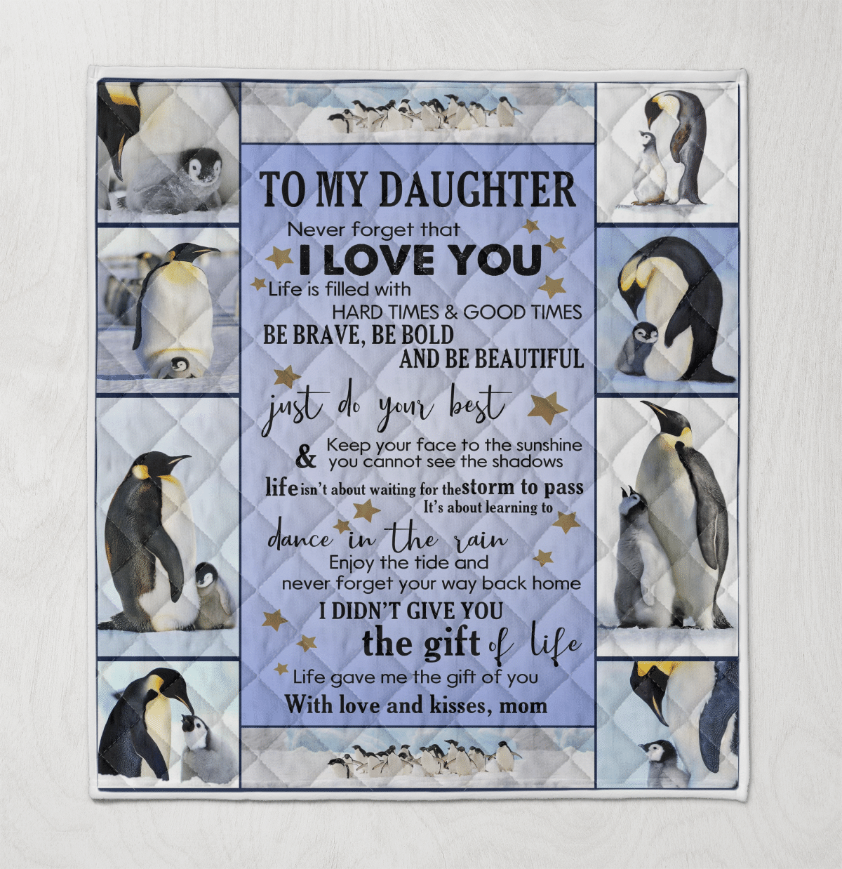 Wooni To My Daughter Never Forget That I Love You Penguin Blanket Quilt Wq311201