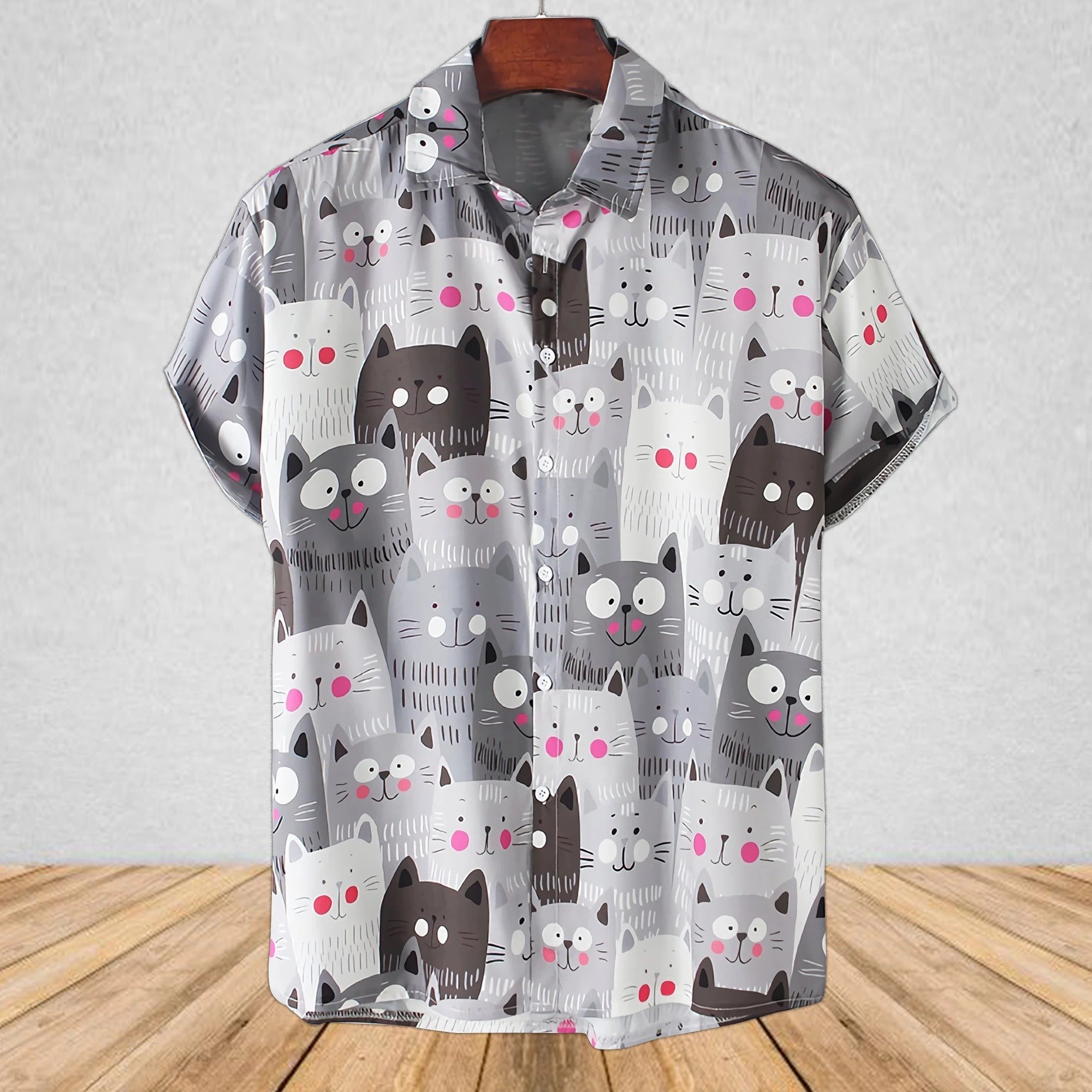 Cartoon Cat Hawaiian Shirt | Unisex | Full Size | Adult | Colorful | HW1269