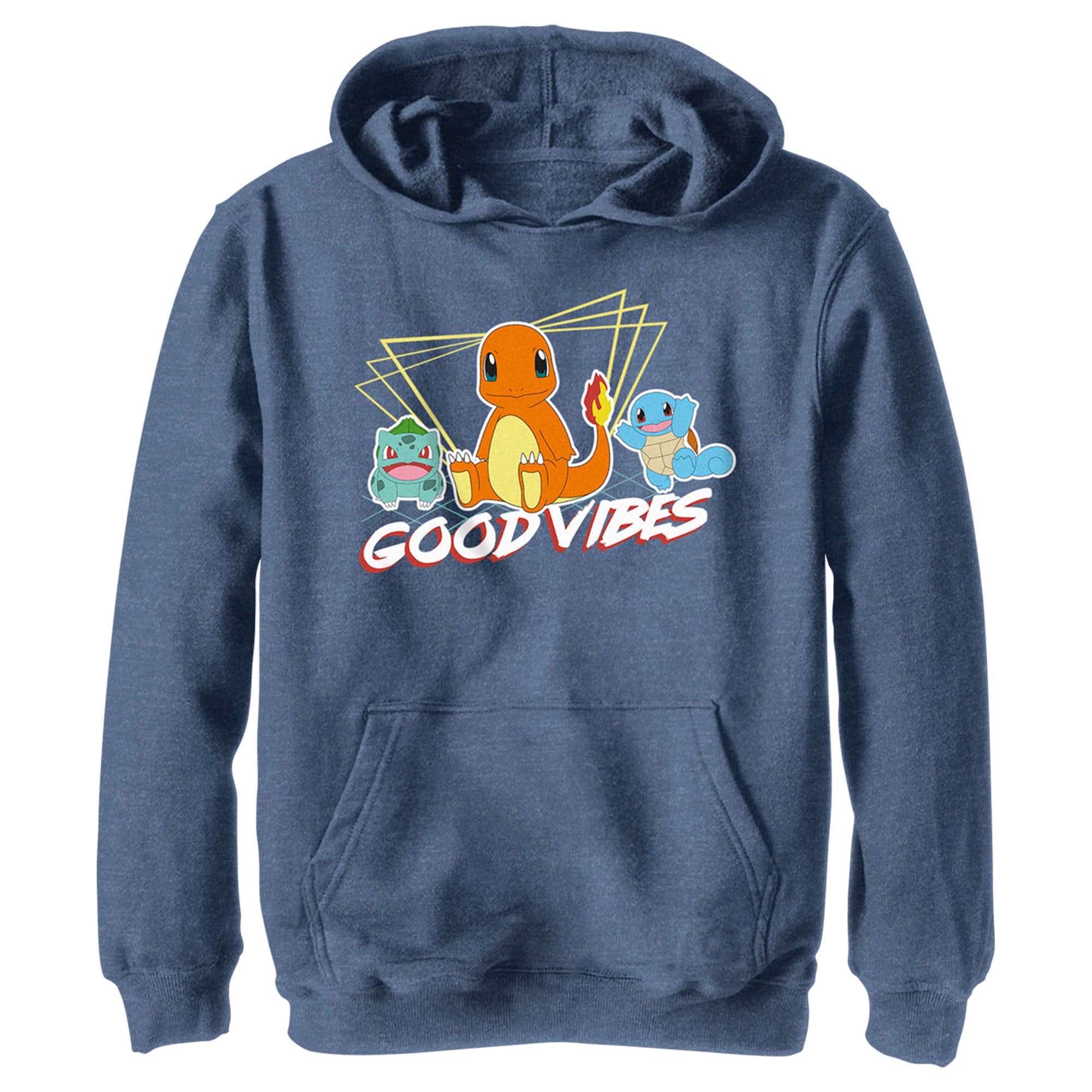 Boy’S Pokemon Bulbasaur, Squirtle And Charmander Good Vibes Pull Over Hoodie