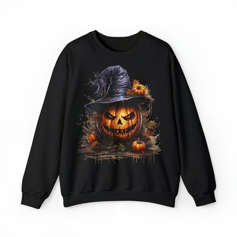 Scary Pumpkin Face Halloween Sweatshirt 2D Crewneck Sweatshirt All Over Print Sweatshirt For Women Sweatshirt For Men Sws4215