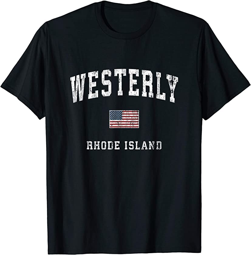 Westerly Rhode Island RI Vintage American Flag Sports Design T-Shirt