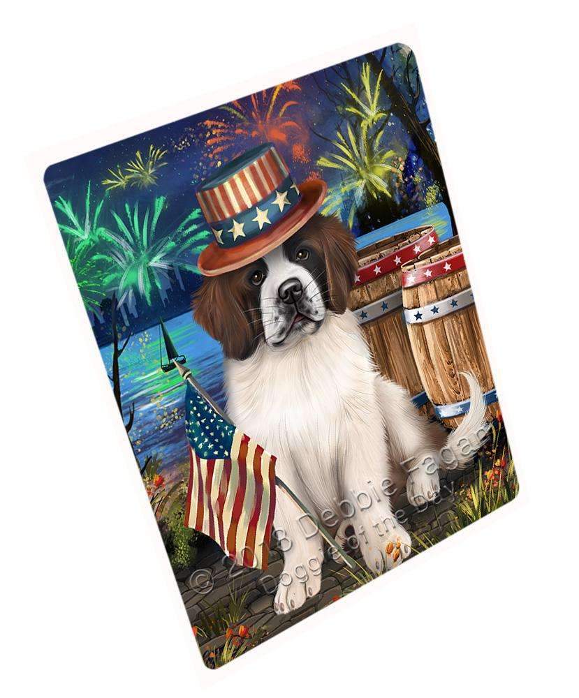 4Th Of July Independence Day Fireworks Saint Bernard Dog At The Lake Blanket Blnkt75027