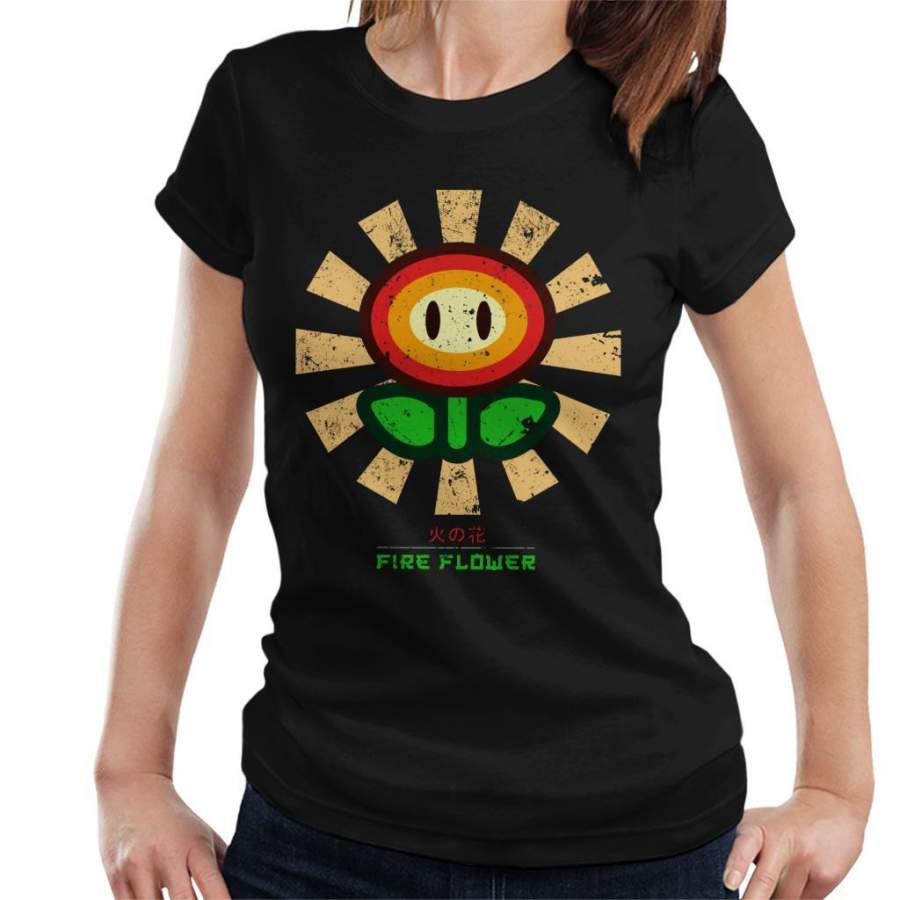 Fire Flower Retro Japanese Super Mario Women’s T-Shirt
