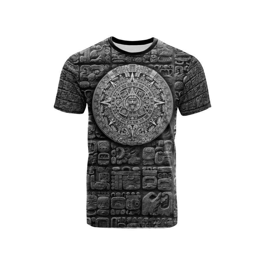 Aztec Warrior T-Shirt – Mayan Calendar Aztec Hieroglyphic Mayan T-Shirt Mexican