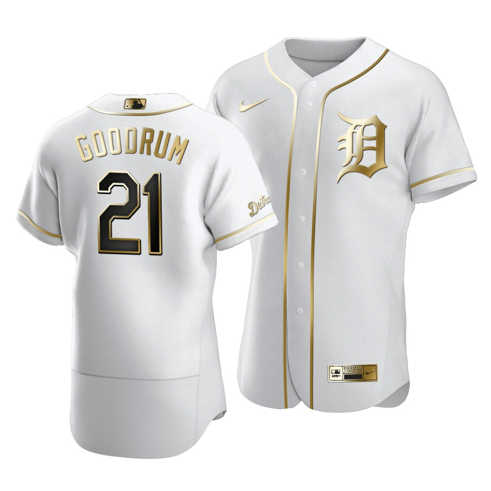 Tigers Niko Goodrum #21 Golden Edition White  Jersey