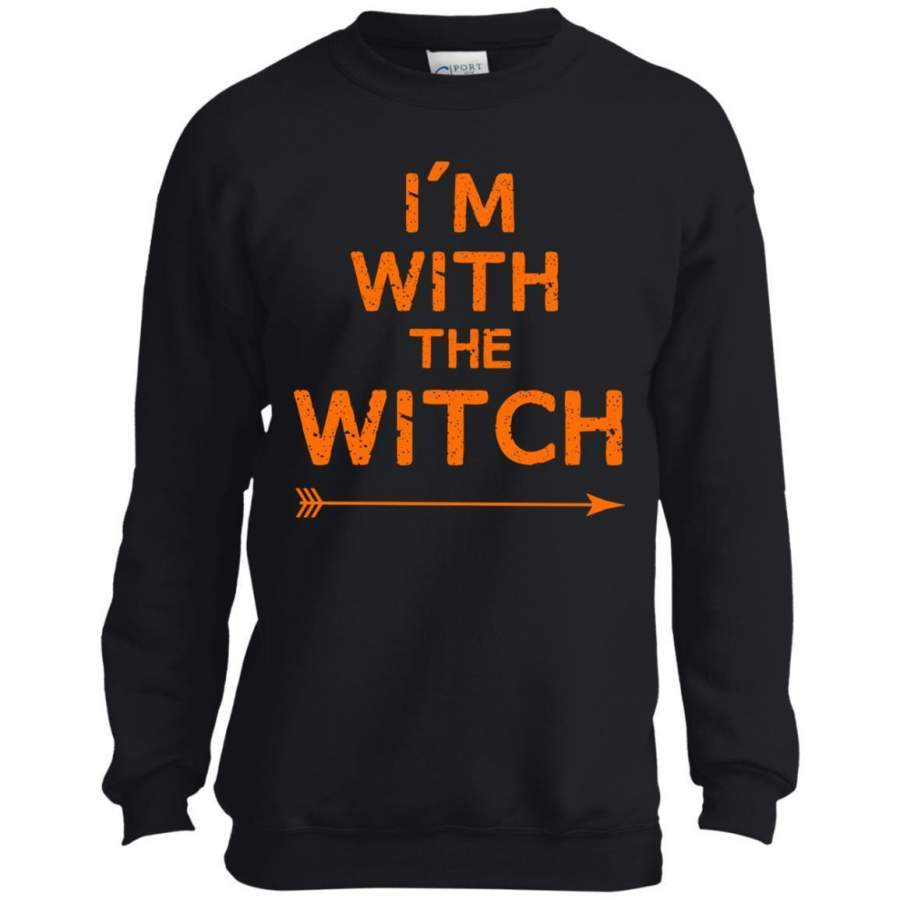 Halloween Couples Costume – I’m With The Witch Youth LS shirt/Sweatshirt/Hoodie