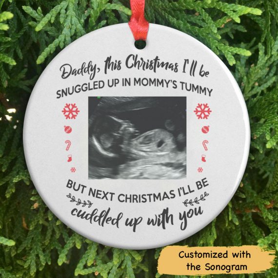 Xmas Gifts Personalized Ultrasound Gift For New Dad Merry Christmas Decor Christmas Ornament Hg (9 X 9 Cm)