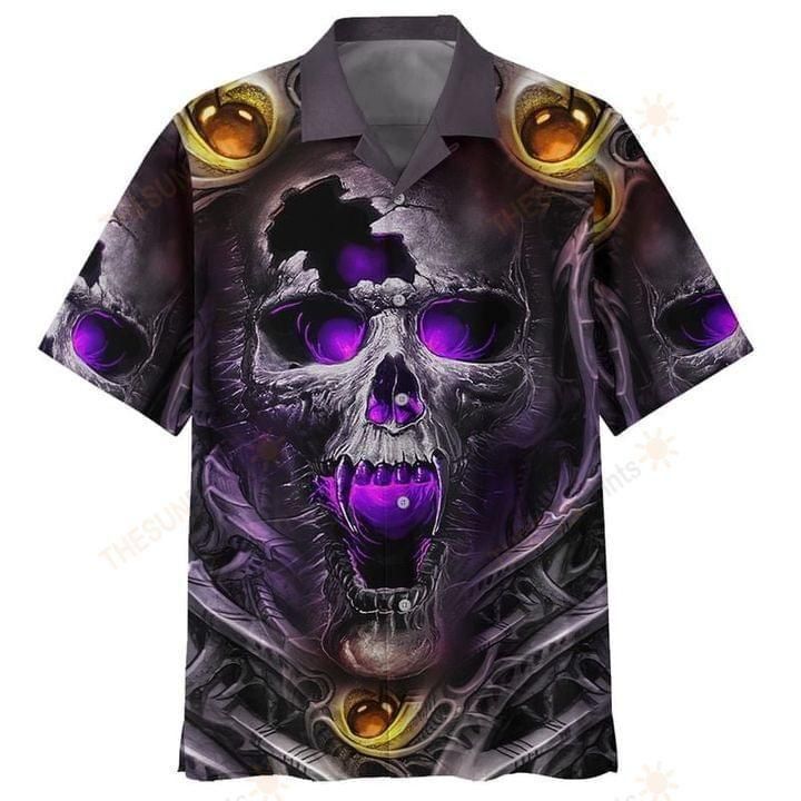 Skulls Gray Aloha Hawaii Shirt Colorful Short Sleeve Summer Beach Casual For Men And Women Ha79074