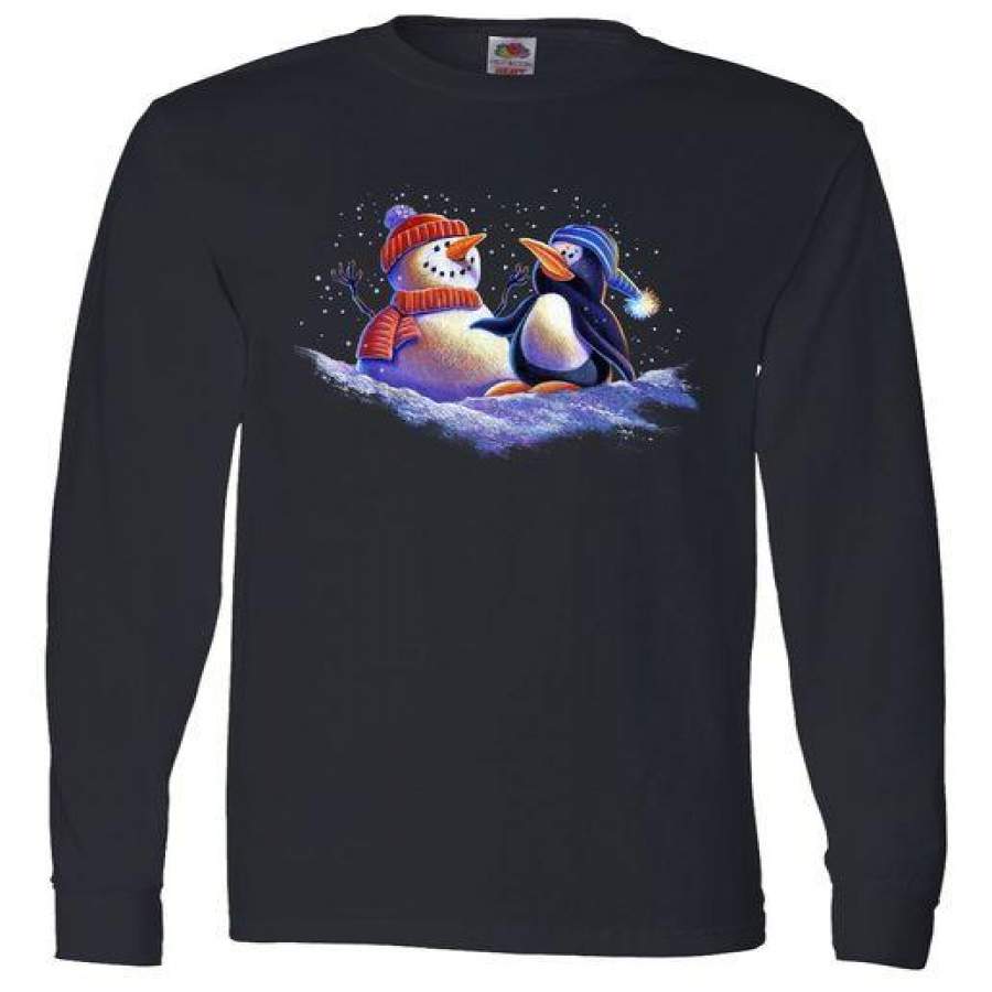 Best Friends Snowman and Penguin Long Sleeve T-Shirt