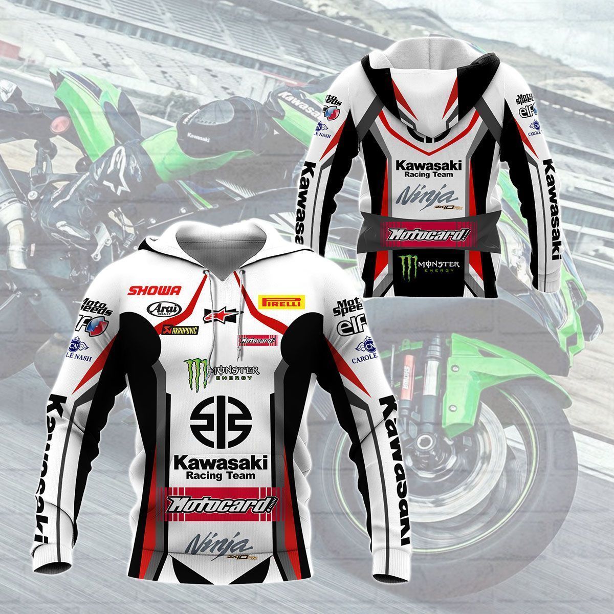 3D All Over Printed Kawasaki Racing   Shirts Ver5 (White)