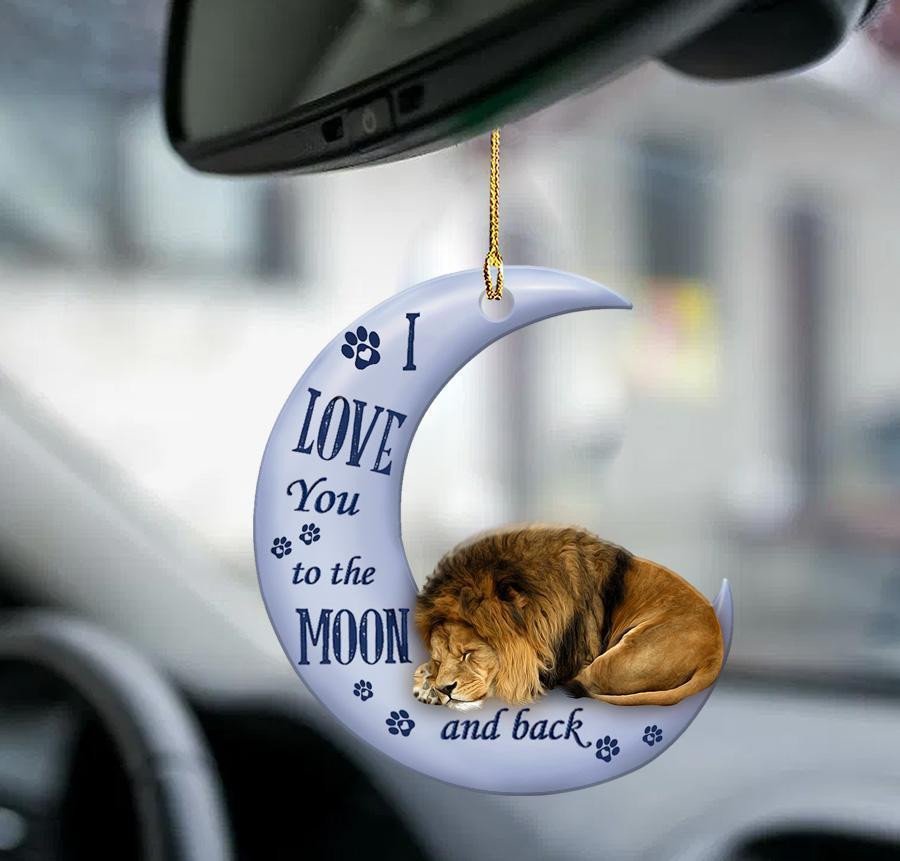 Shopeeyou – Lion Moon Back Lion Lover Two Sided Ornament, Christmas Ornament, Car Ornament, Shaped Ornament