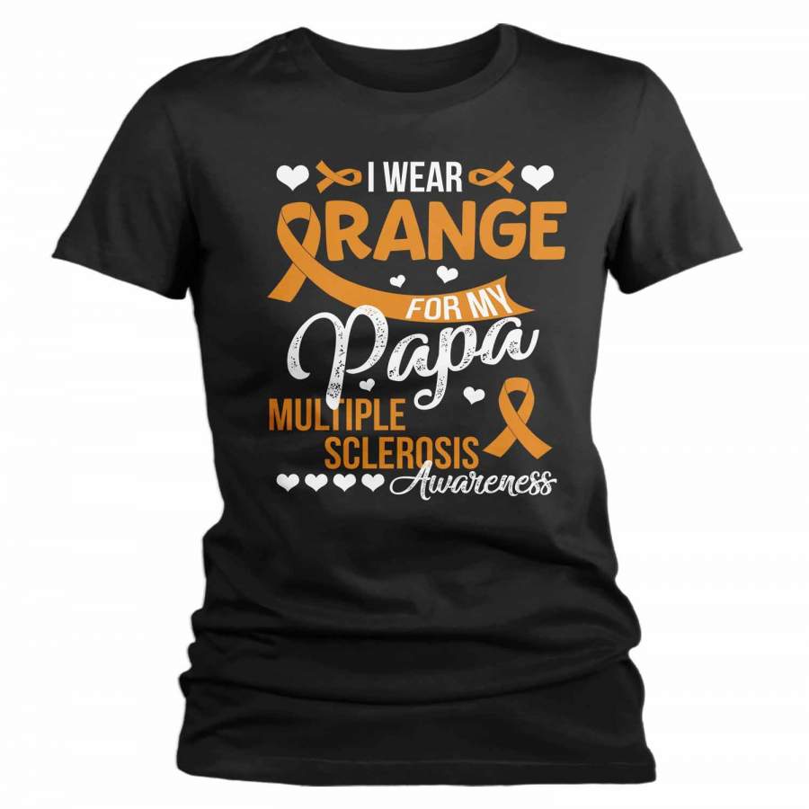 Women’s Personalized Orange Ribbon T Shirt Wear Orange For Multiple Sclerosis Shirt Leukemia Shirt Personalized Shirts