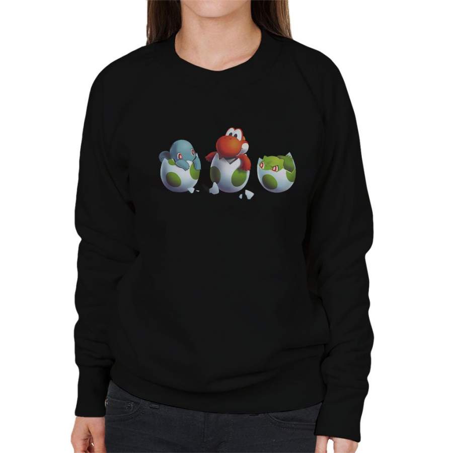 Super Mario Yoshis Island Hatching Pokemon Women’s Sweatshirt