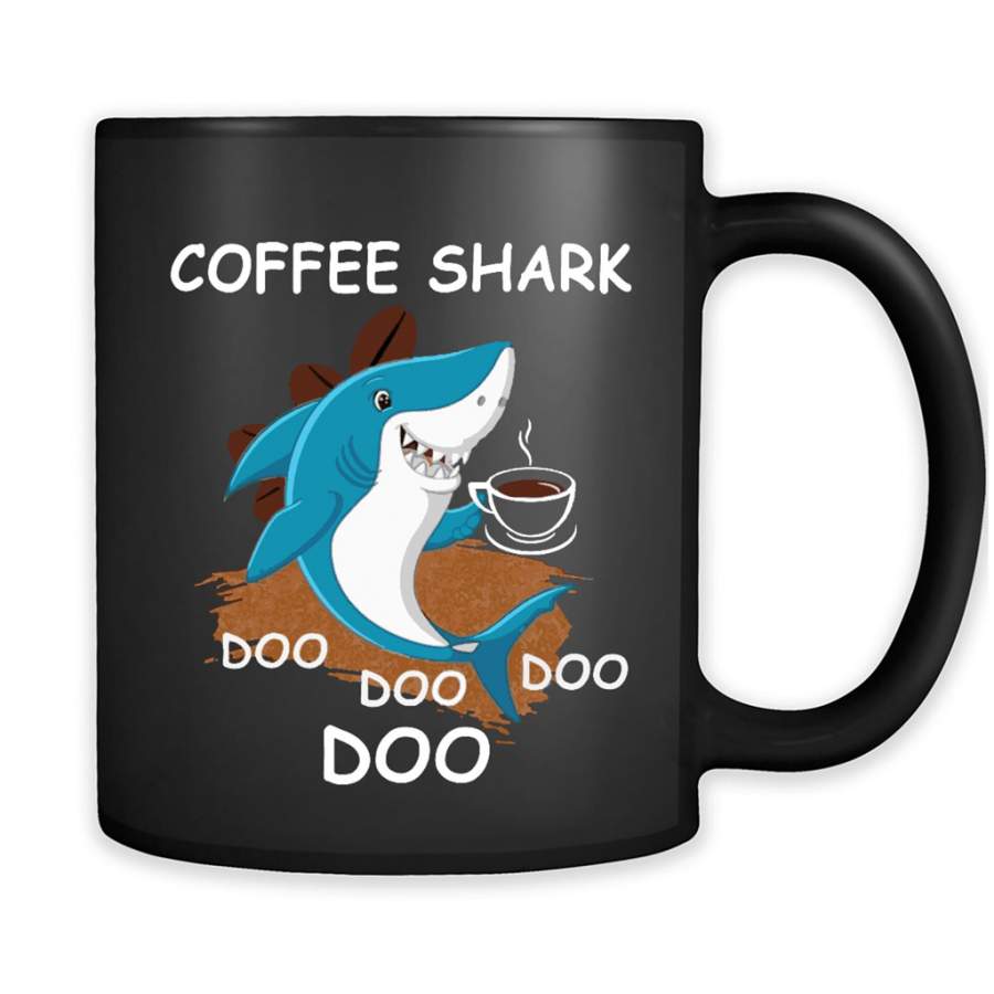 Coffee Shark Doo Doo Doo Doo – Full-Wrap Coffee Black Mug