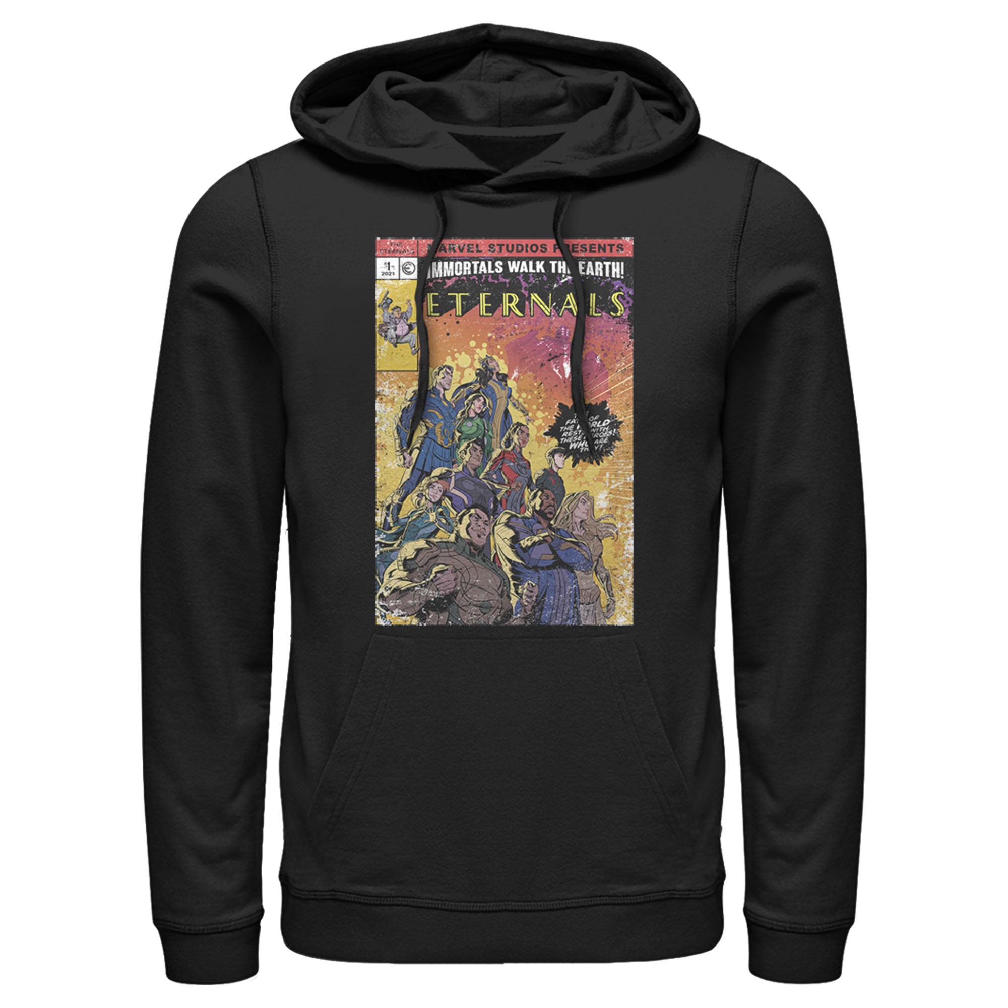 Men’S Marvel Eternals Retro Group Comic Book Cover Pull Over Hoodie