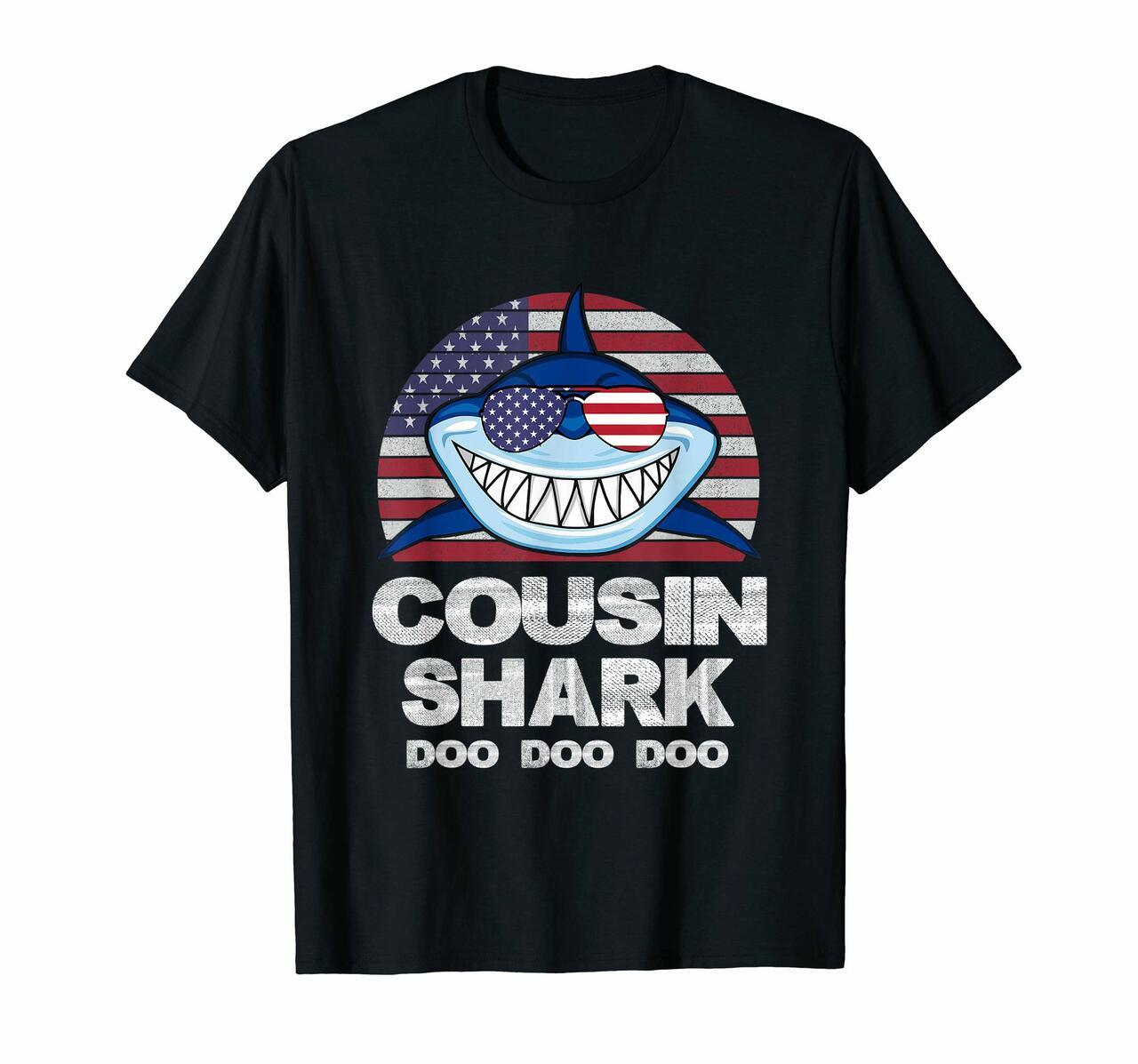 Cousin Shark Shirt American Flag Fathers Day 4Th Of July T-Shirt