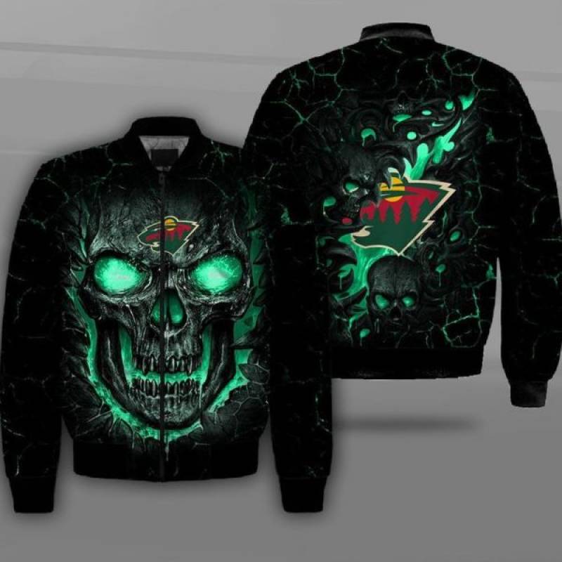 Minnesota wild lava skull all over printed shirt – maria