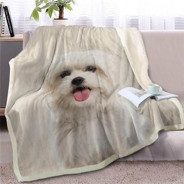 White Lhasa Apso Fleece Blanket