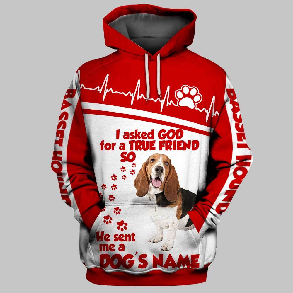 Personalized Name Basset Hound 3D Full Printing