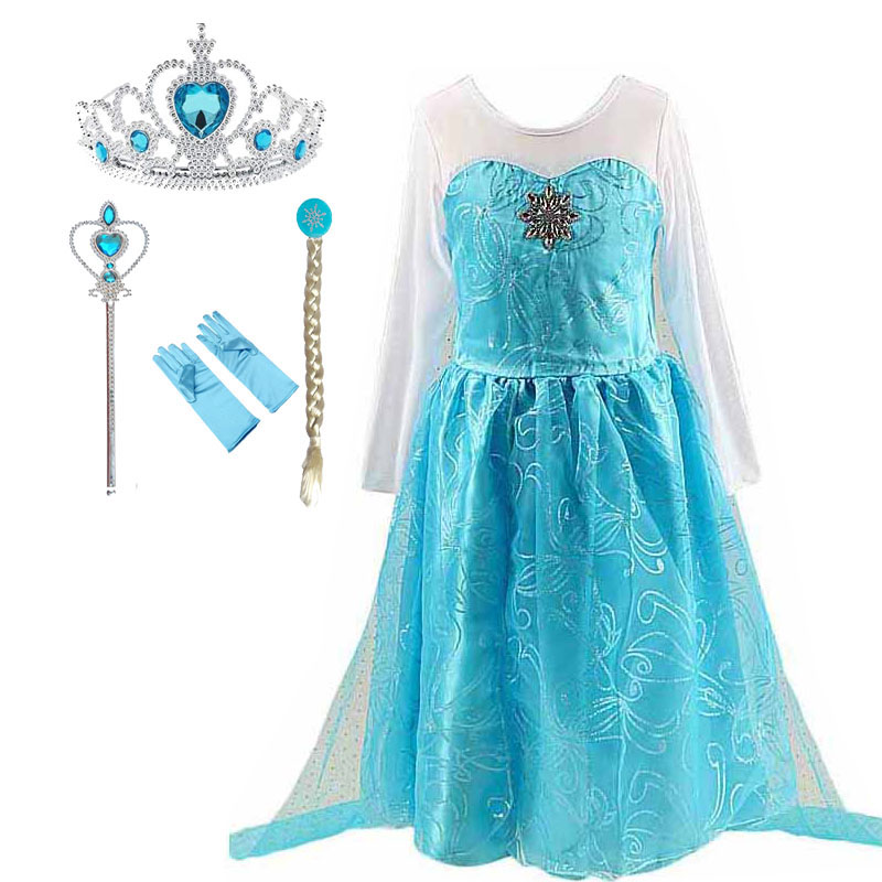 Baby Girl Princess Elsa Dress for Girls Childen Clothing Fancy Cosplay Halloween Costume Carnival Party Children Birthday Dres alx