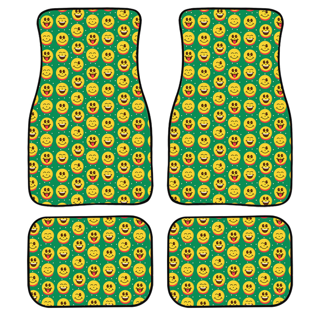 Cute Christmas Emoji Pattern Print Front And Back Car Floor Mats, Front Car Mat