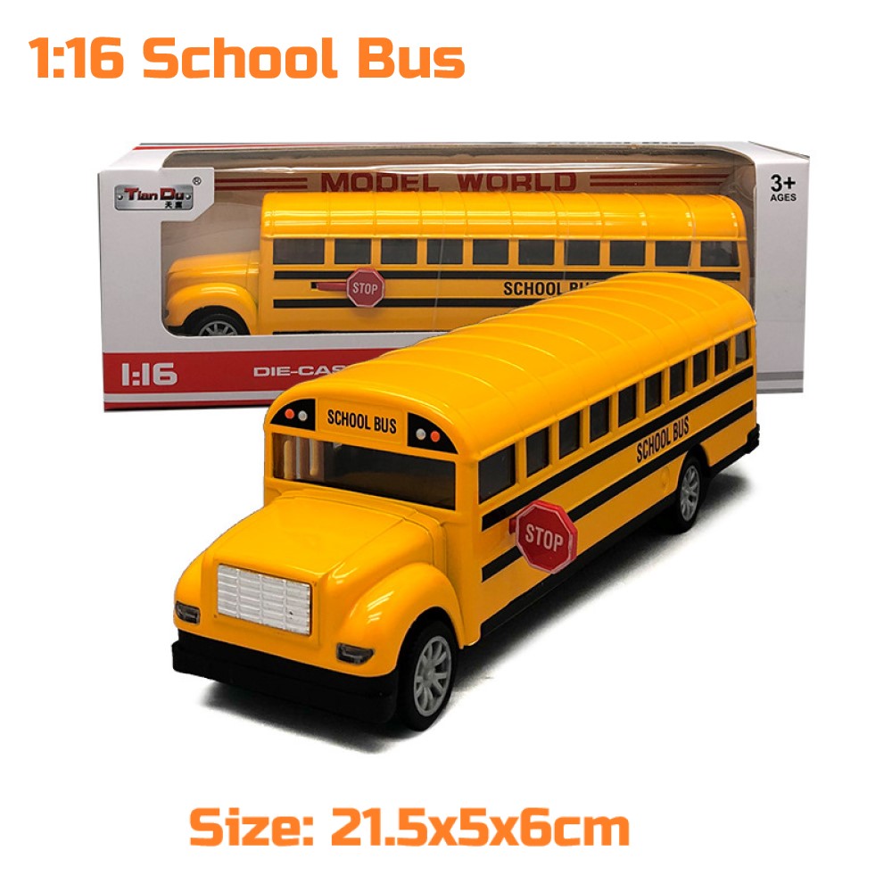 1:16 Metal Alloy Inertial School Bus Model High Quality Play Vehicles & Models Car Kids Children Toys for Boys Girls Xmas Gift alx