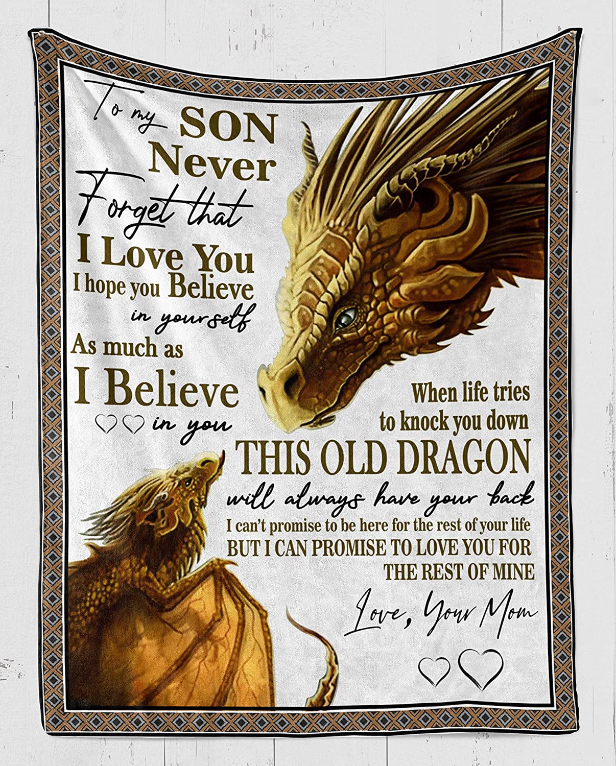 Dragon Fleece Blanket- MomTo My Son-Never Forget That I Love You – Fleece Blanket 3D Soft Cozy Lightweight Durable Plush Throw Blanket for Bedroom Living, Gift for Son