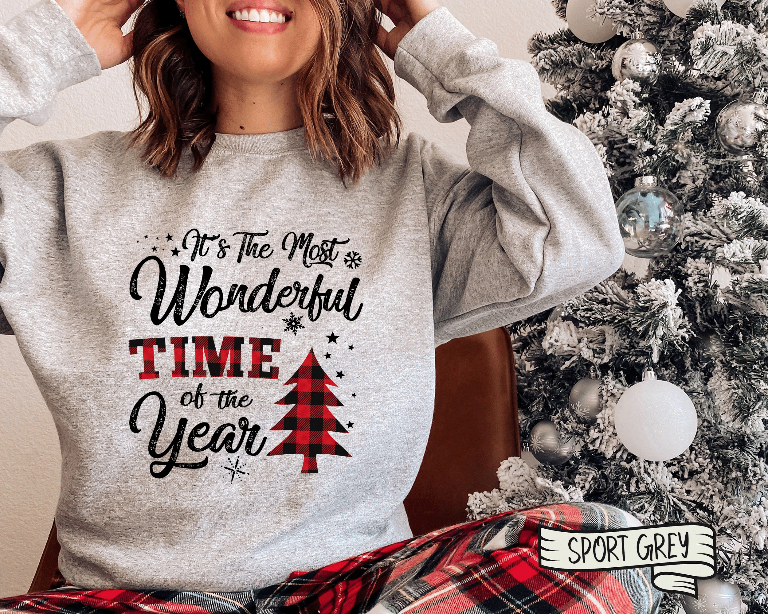 Christmas Sweatshirt, It’S The Most Wonderful Time Of The Year, Christmas Sweater, Buffalo Plaid, Holiday Shirt, Family Christmas Gift