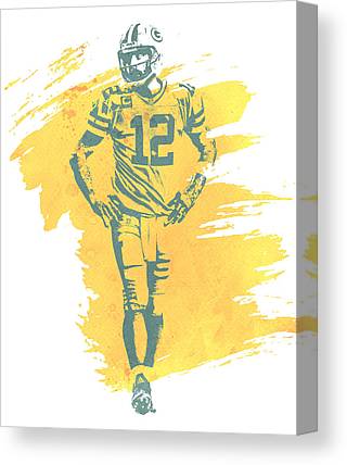 1 Aaron Rodgers Green Bay Packers Water Color Art 1 Joe Hamilton Canvas Print