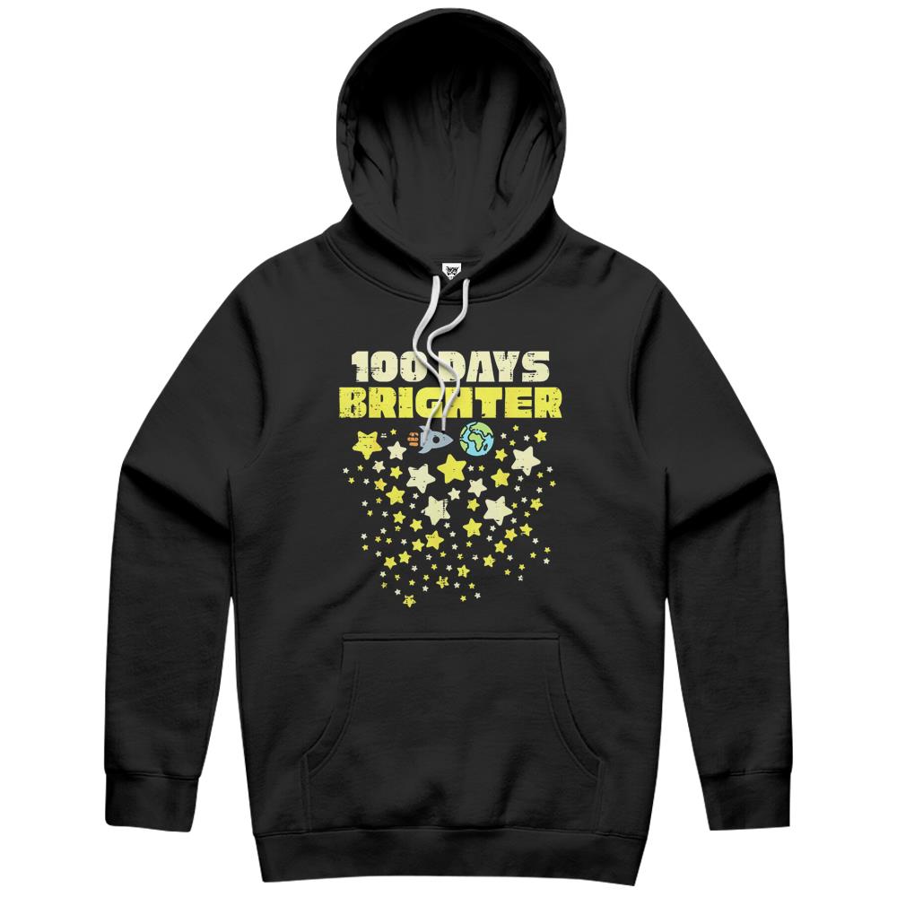 100 Days Brighter Shirt 100Th Day Of School Stars Rocket Hoodie