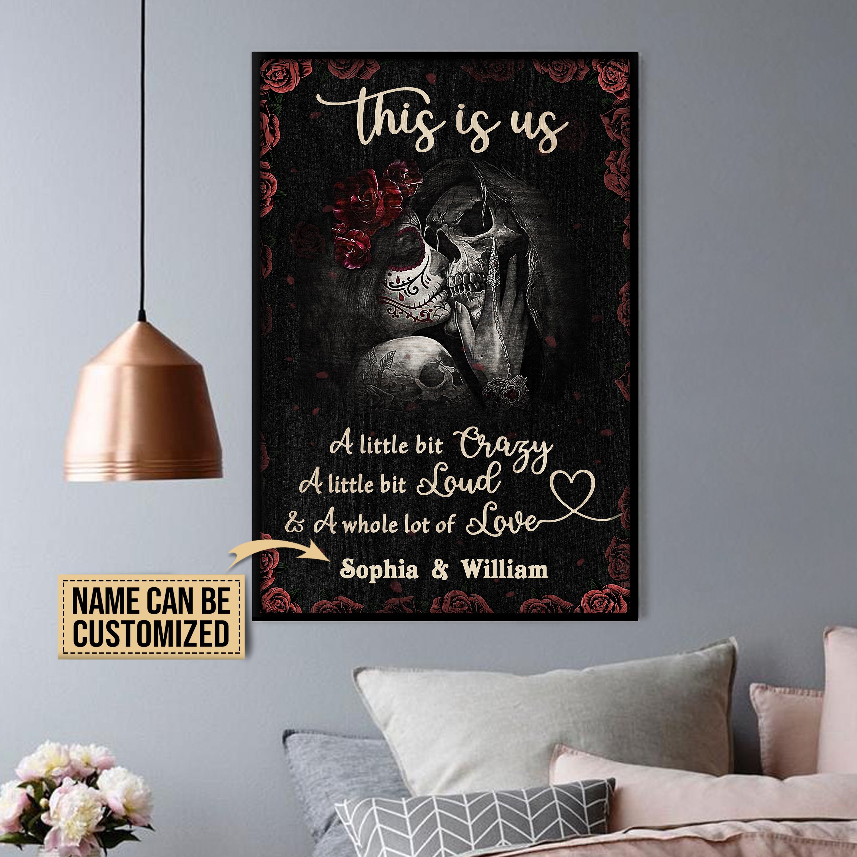 Aeticon Gifts Personalized Skull Couple Rose This Is Us Canvas Mom Dad Gift Home Decor