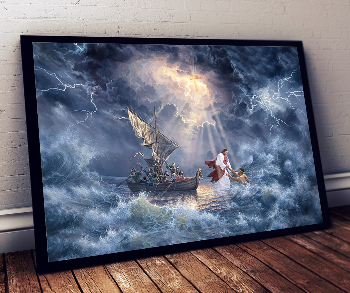 Give Me Your Hand Poster | God Jesus, Savior In The Middle Of The Sea Wall Art Poster