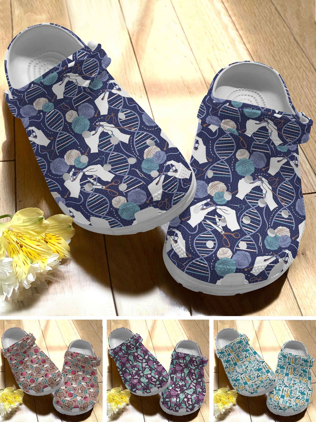 Knitting Personalize Clog, Custom Name, Text, Fashion Style For Women, Men, Kid, Print 3D Lovely Knitting Pattern